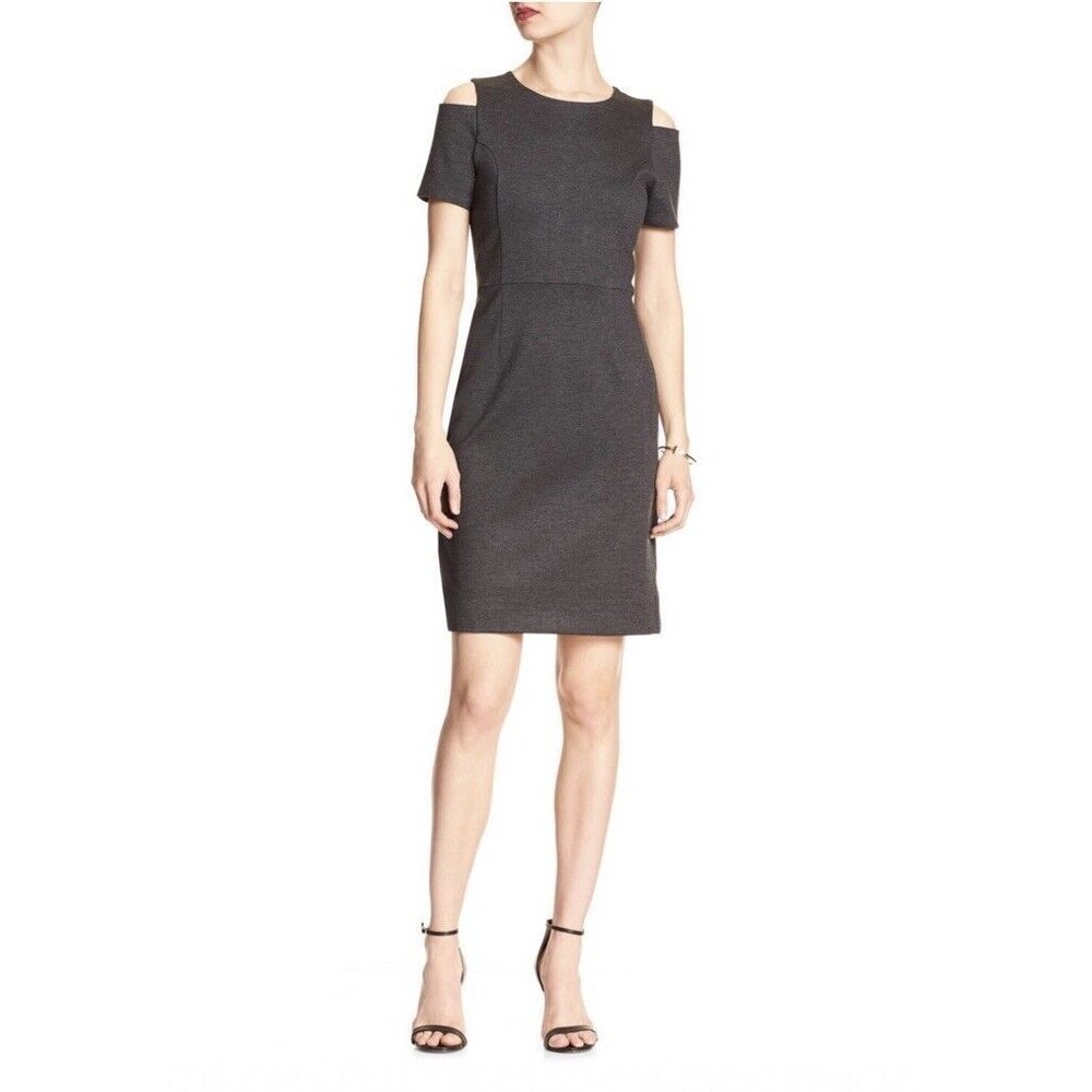 Banana Republic Gray Cold‎ Shoulder Sheath Dress Womens 6